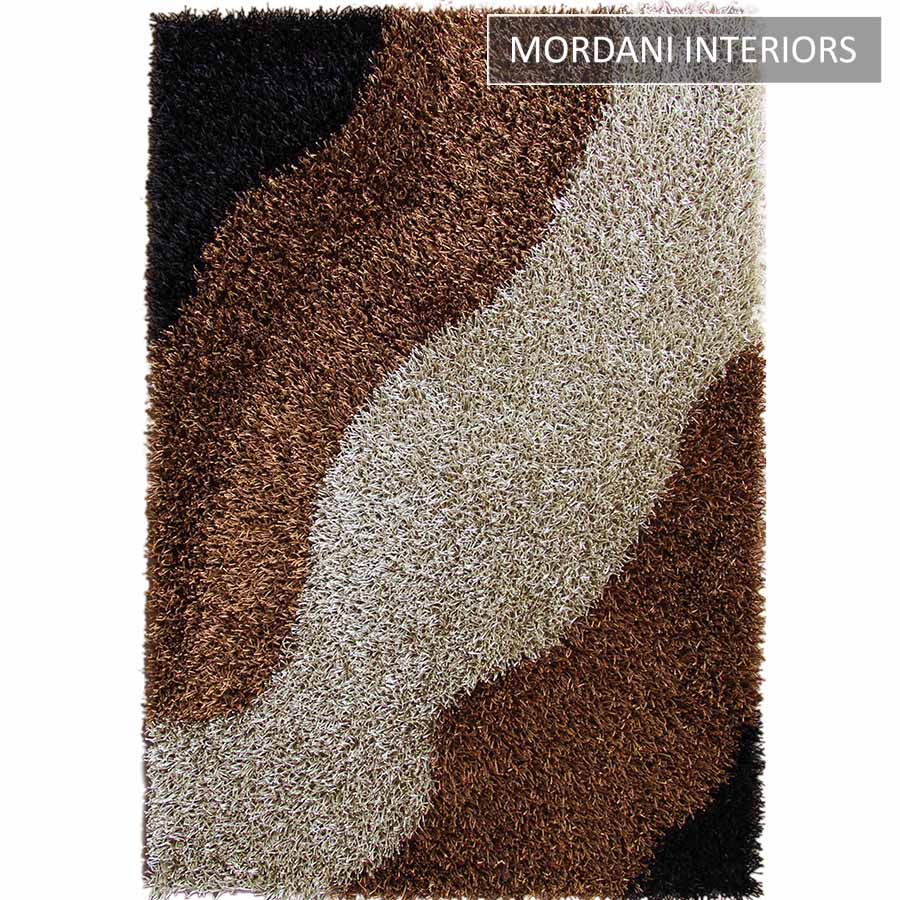  026-A-Black And White Wavy Shaggy Area Rug